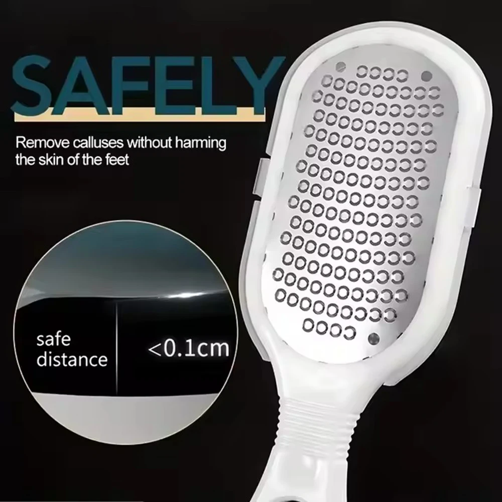 ملف القدم مزدوج الجانب المهنية الفولاذ المقاوم للصدأ ملف القدم الكالس مزيل قدم عرموش أداة العناية بالقدم مع غطاء #4