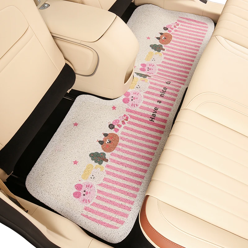 

Cute Cartoon Car Mat Single Piece Thiened Interior Vehicle Carpet Protection Pad for Women Universal Fit Comfortable Aut...
