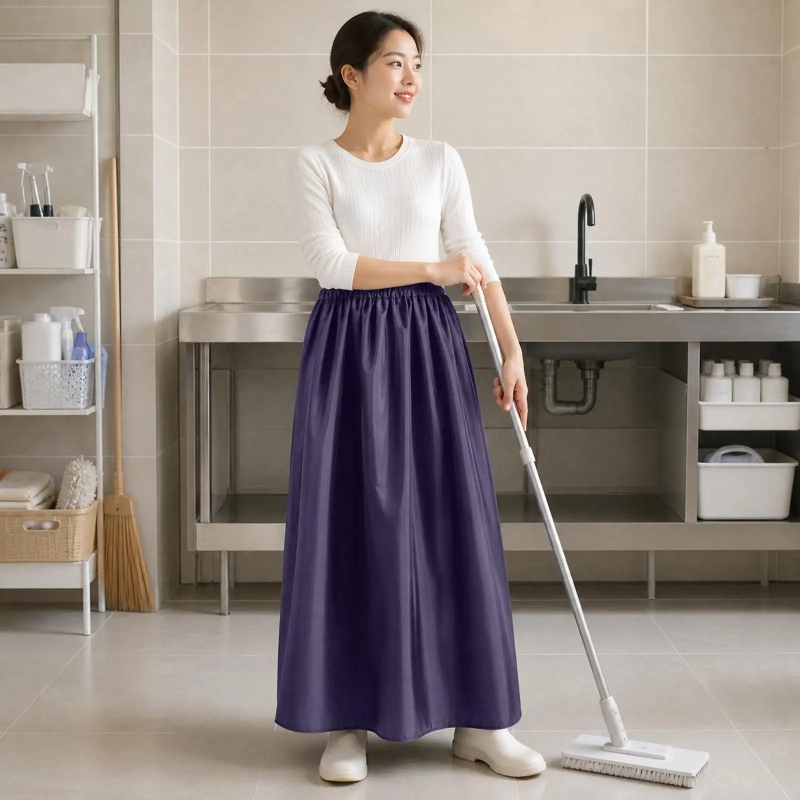 Oxford PVC Coated Waterproof Apron for Garden Tasks No Pocket Solid Color Easy Clean Half Cover