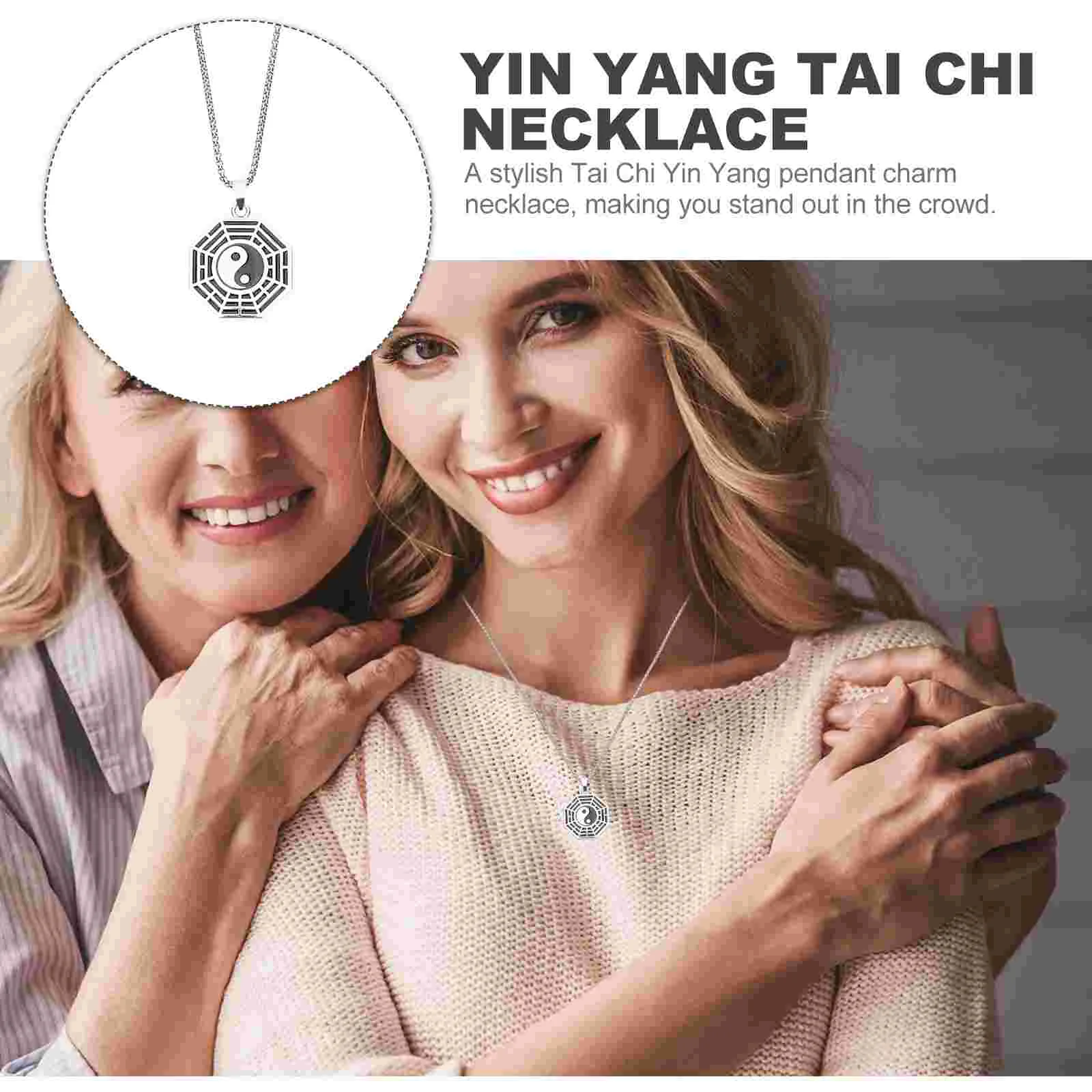 Tai Chi Necklace Yin Yang Pendant for Women Long Necklaces Ying Gifts Letter Sweater Chain and