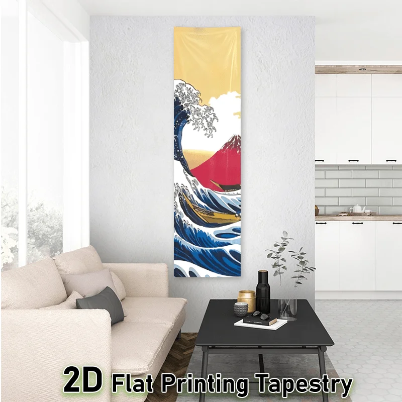 Tapestry for Bedroom Large Wall Tapestry 2D Flat, Japanese Ukiyo-e Kanagawa Surf Tapestry - Vertical Wall Tapestry for Home
