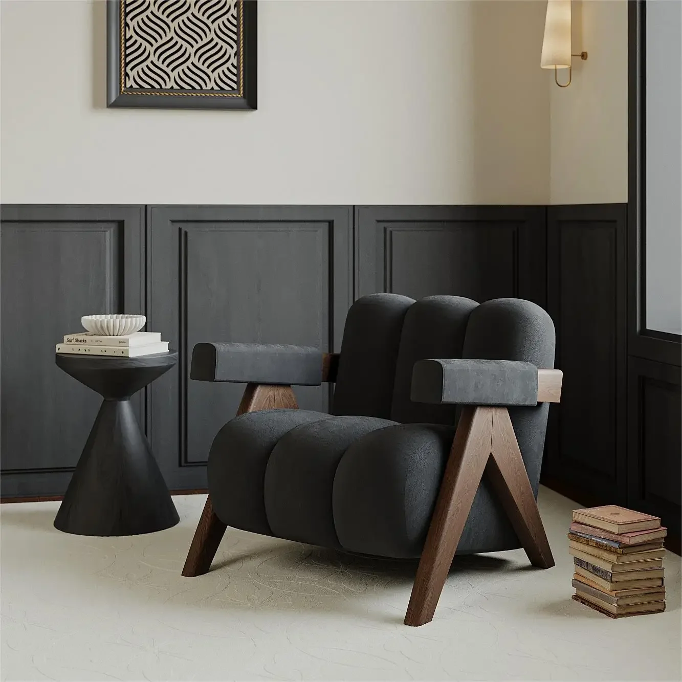 Canapé de salon simple en bois massif