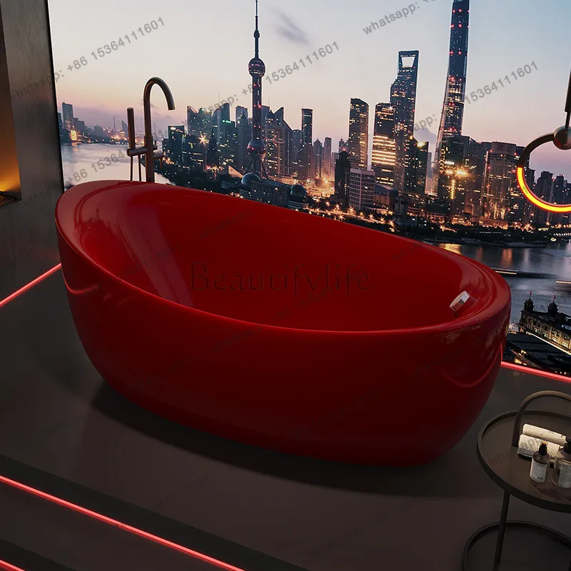 Acrylic household bathtub integrated art independent thermal insulation color bathtub