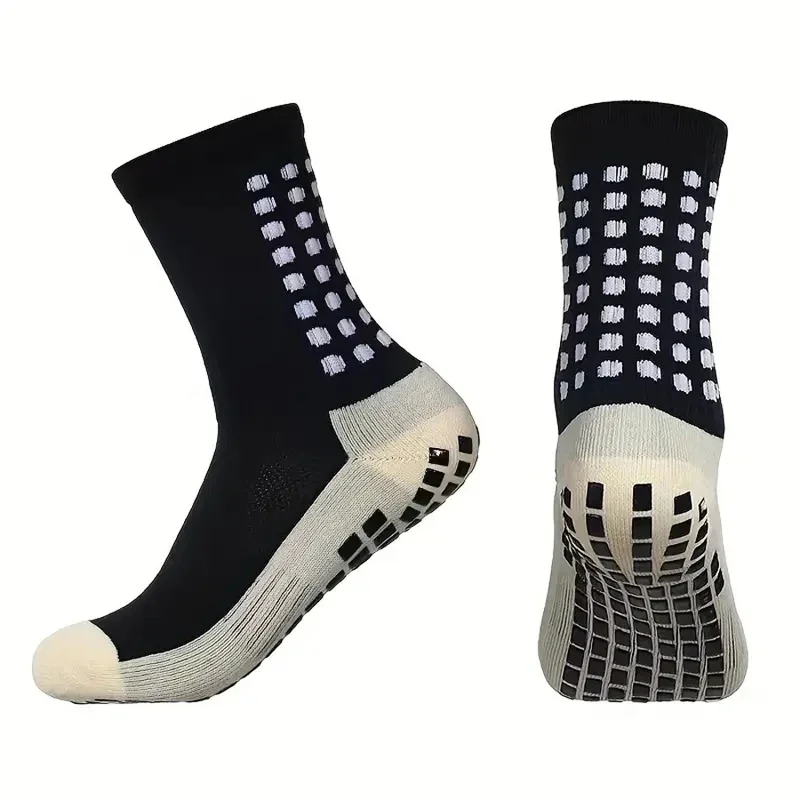 2 Pairs Anti-slip Football Socks Men Women Sports Socks Thickened Breathable Comfortable Football Basketball Running Grip Socks