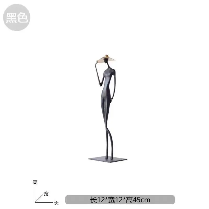 Light luxury abstract figure wearing a hat and long legs sculpture ornament