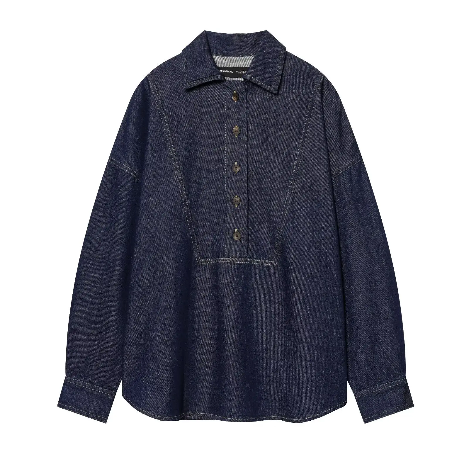 

Женская модная повседневная джинсовая рубашка, женская джинсовая рубашка с коротким рукавом и пуговицами, свободная повседневная блузка с длинными рукавами для повседневной носки 3O6T