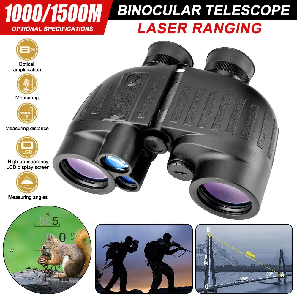 

VASTFIRE LRB10 Rangefinder Binoculars Laser Distance Meter Paul Porro Prism Telescope 8x40 1000m 1500m IP65 for Camping Hunting