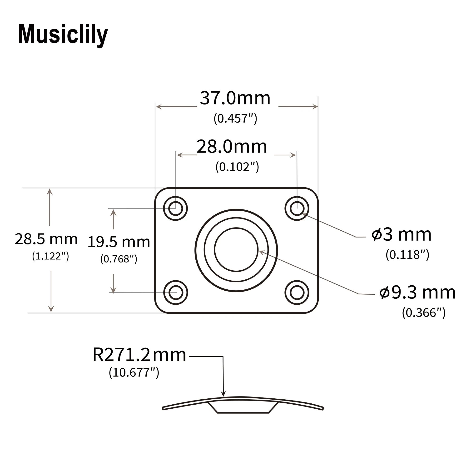 Musiclily Basic Steel Rectangle Guitar Jack Plate for Electric Guitar or Bass (Set of 2)