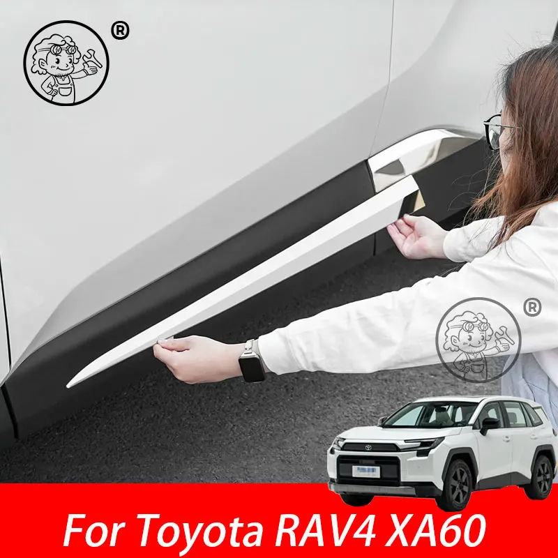 For Toyota RAV4 XA60 6TH 2026 2027 Car Side Door Body Trim Stainless steel Chrome Bright Trim Modification Accessories