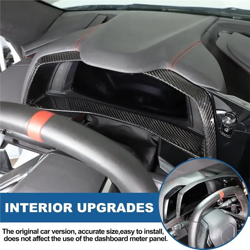 Real Carbon Fiber Car Speedometer Frame Cover Trim For Corvette C8