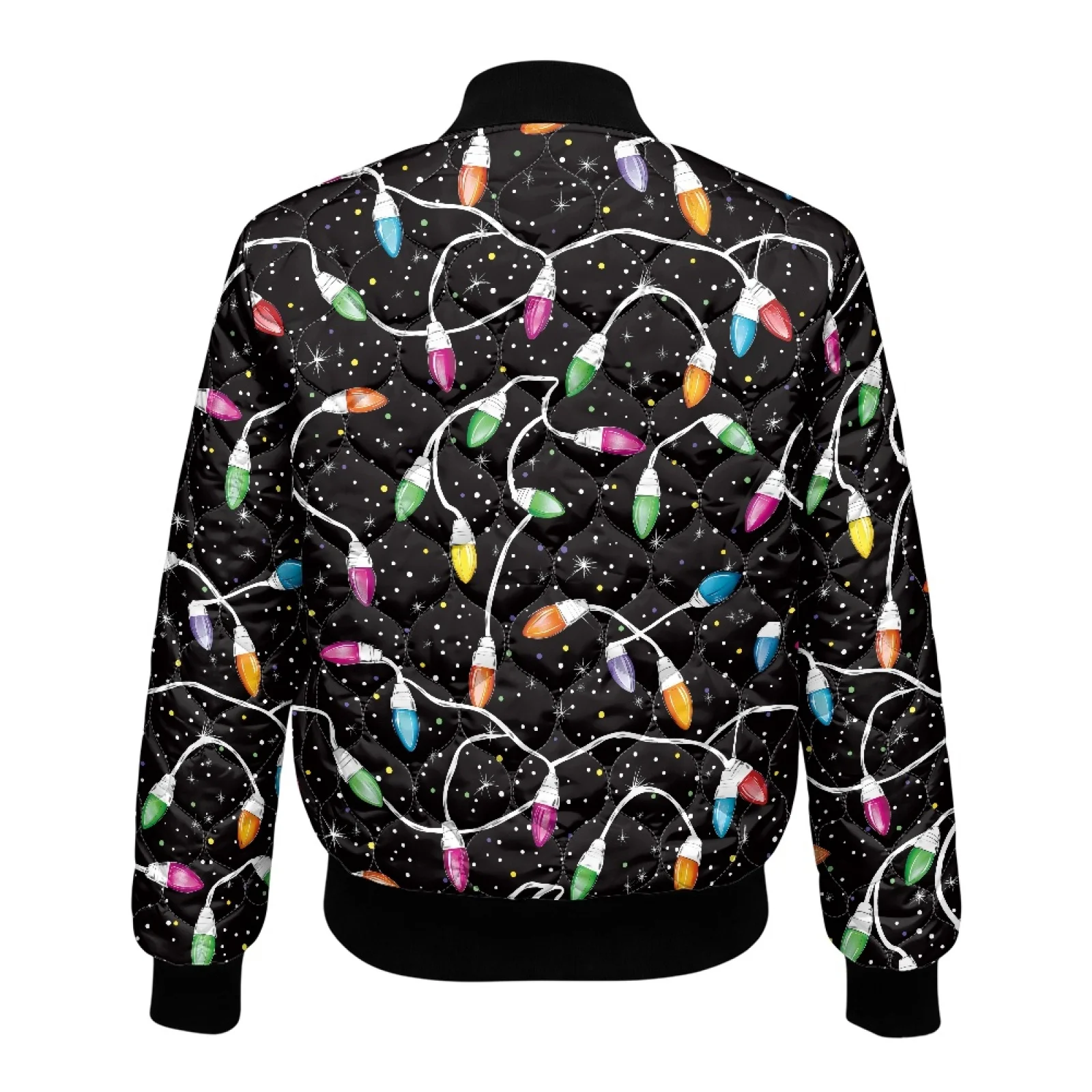 PENSTROLL Fairy Lights Women Everyday Wear Long Sleeve Padded Zip Bomber Jacket Water-Resistant Button down Coats for Winter