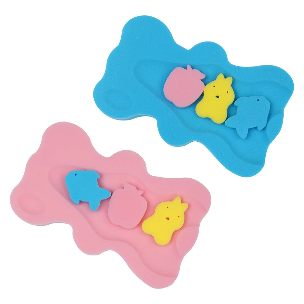 

2 шт. детский коврик для ванной, мягкая губчатая подушка, нескользящая подушка для ванны для новорожденных, мягкий дышащий коврик для купания младенцев, губчатый коврик