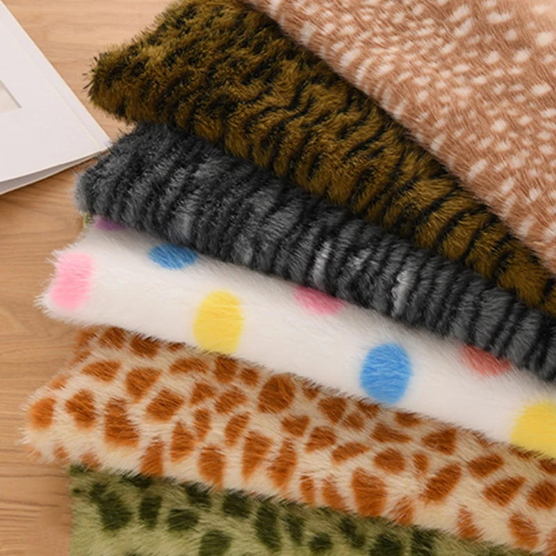 

50x160cm Imitation Mink Fur Fabric Animal Print Plush Material for DIY Clothing Bag Doll Eco Friendly Faux Zebra Leopard Costume