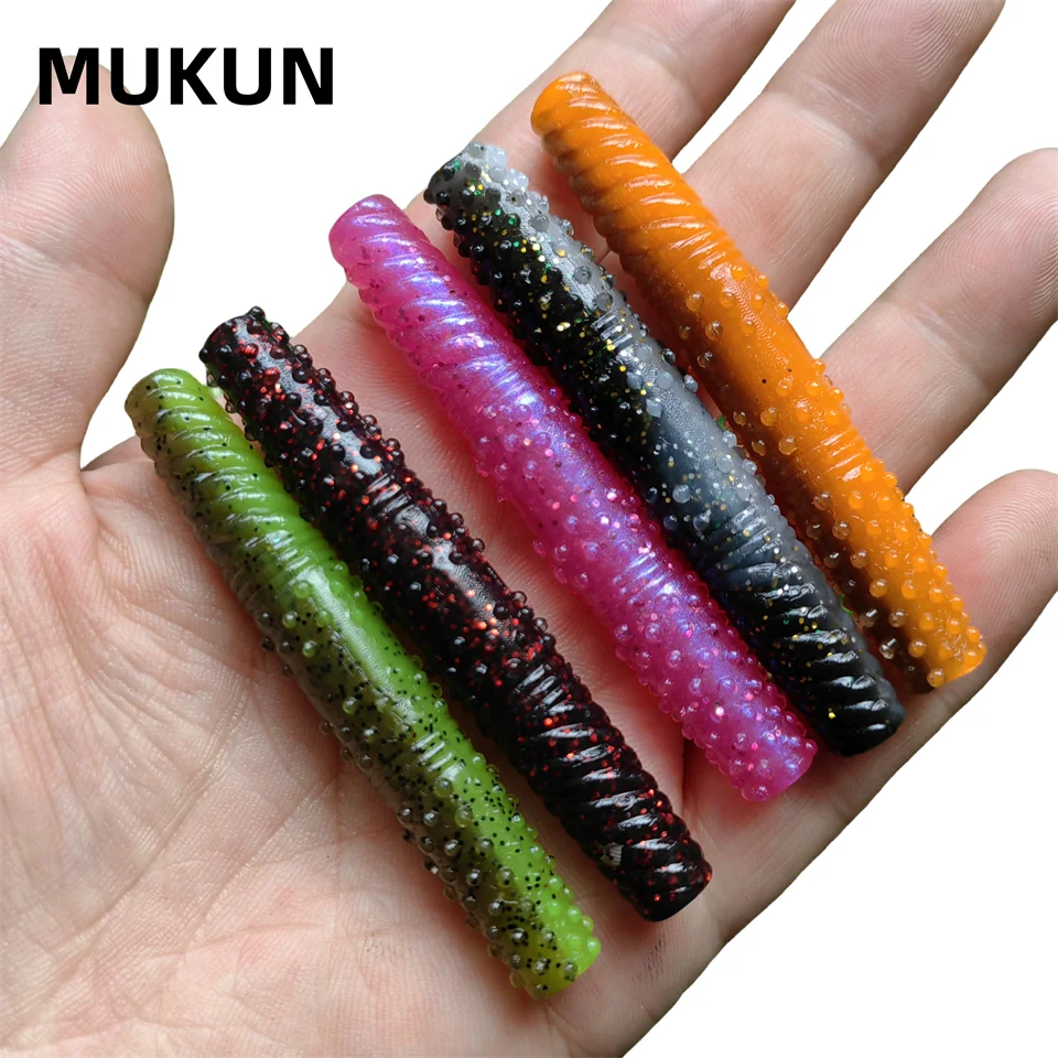 MUKUN Stick Worm 3.9g 65mm 10pcs Ned Rig Soft TPE Floating Bait Soft Fishing Lure Bass Carp Bait Finesse Artificial Lures