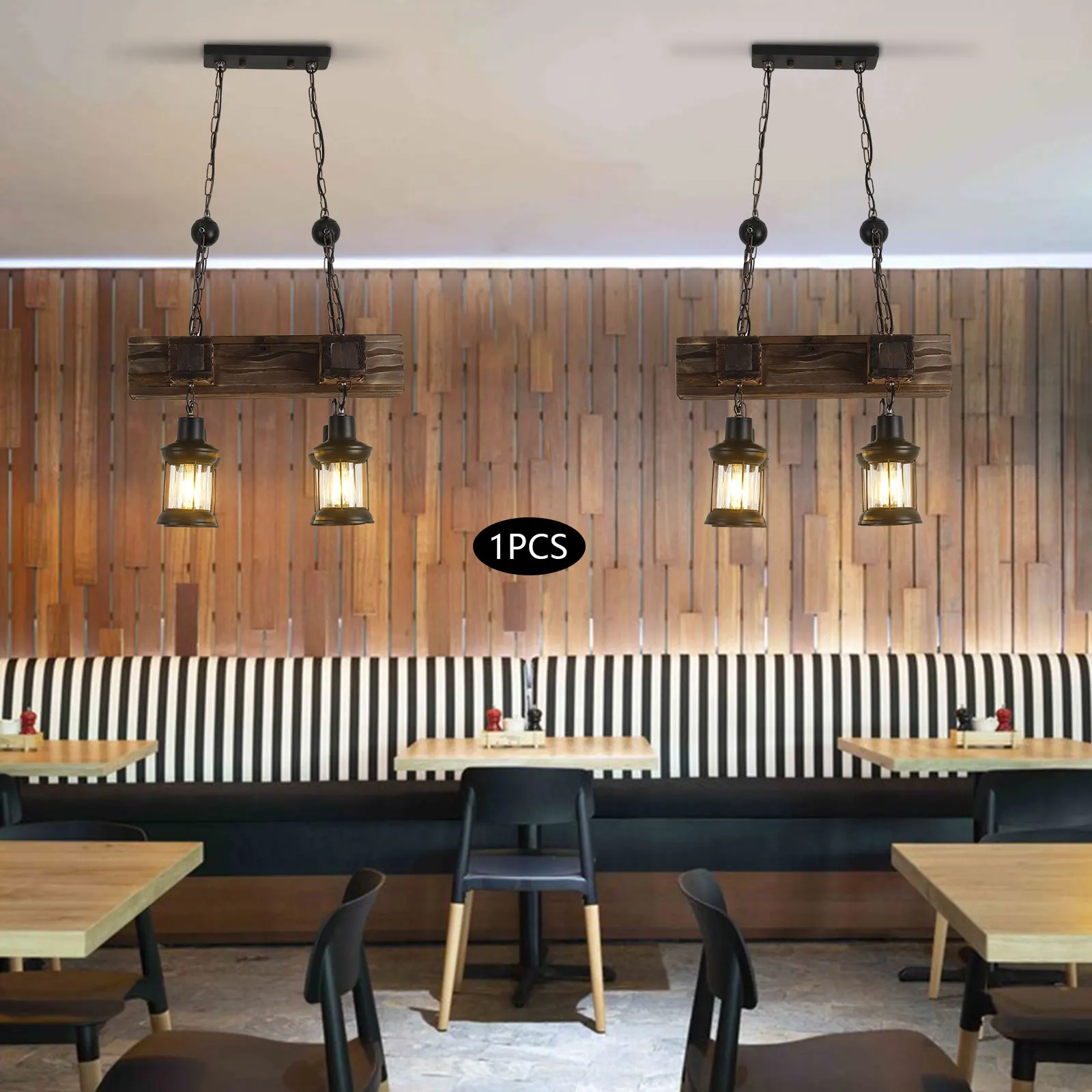 Retro Pendant Light, Industrial Vintage Pendant Light Fixture, 4-Light Pendant Light