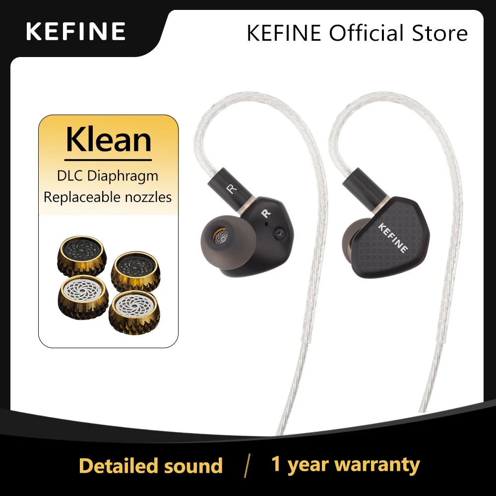KEFINE Klean 10mm DLC Diaphragm Dynamic Driver Hifi Wired IEM Earphones with Metal Housing & Detachable 0.78mm 2pin 3.5mm Cable