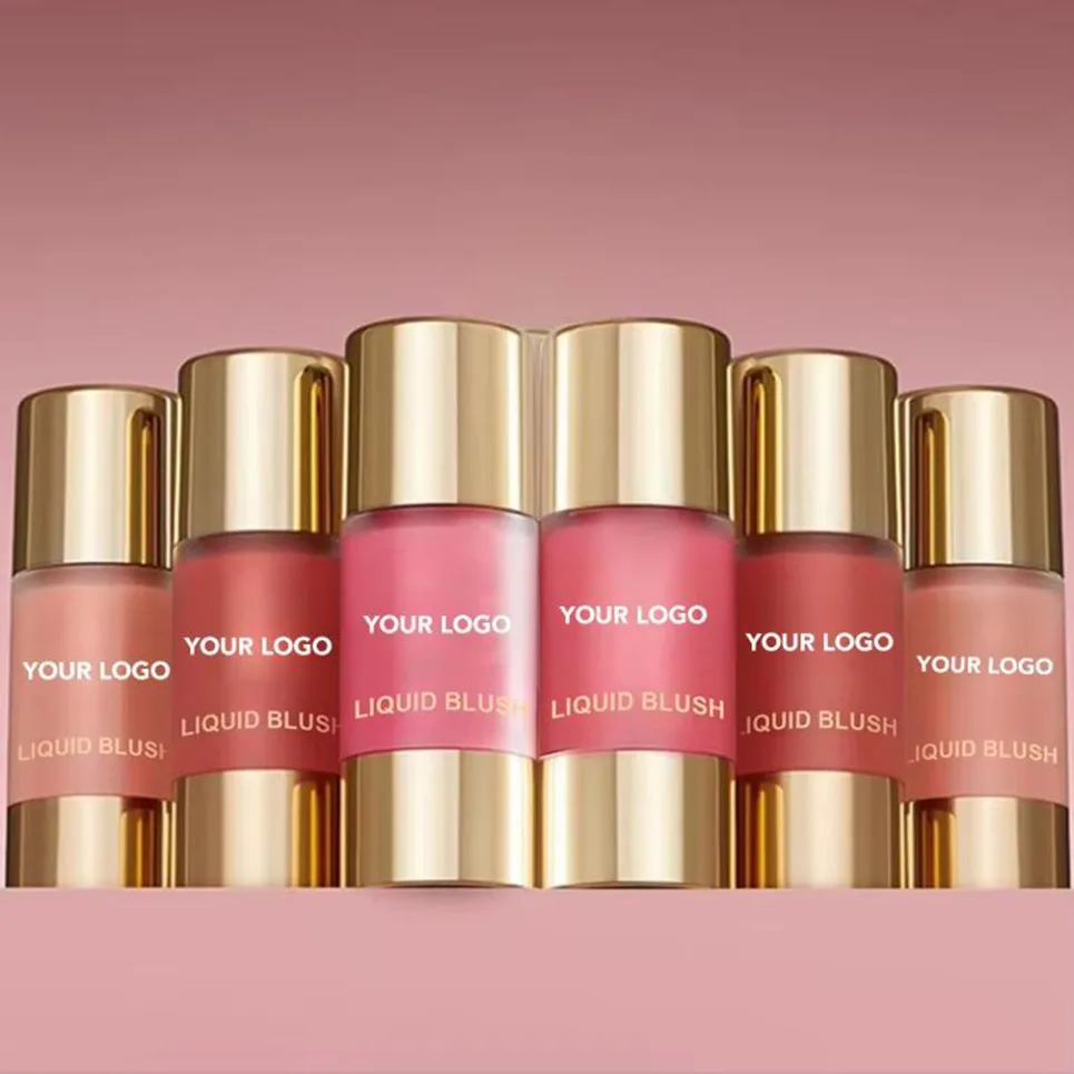 Conta-gotas líquido blush marca própria logotipo personalizado cremoso natural vegano rosto maquiagem blush atacado