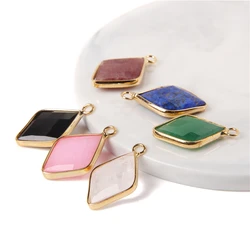 15X25MM Fashion Faceted Rhombus Pendant Natural Stone Lapis lazuli Charms for DIY Jewelry Making Necklace Earrings Wholesale