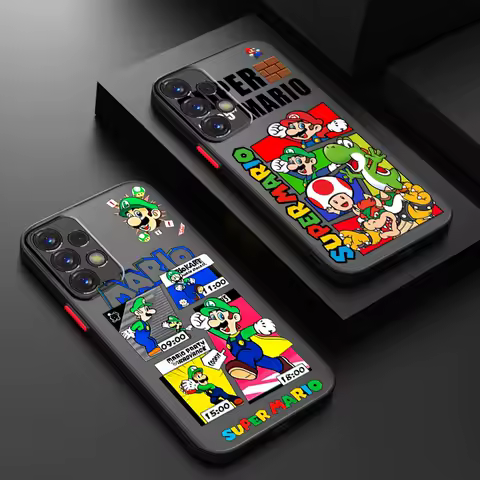 S-Super M-Marios B-Bros Frosted Translucent For Samsung A53 A52 A33 A32 A51 A71 A21S A13 A73 A50 A22 A12 5G Back Phone Case