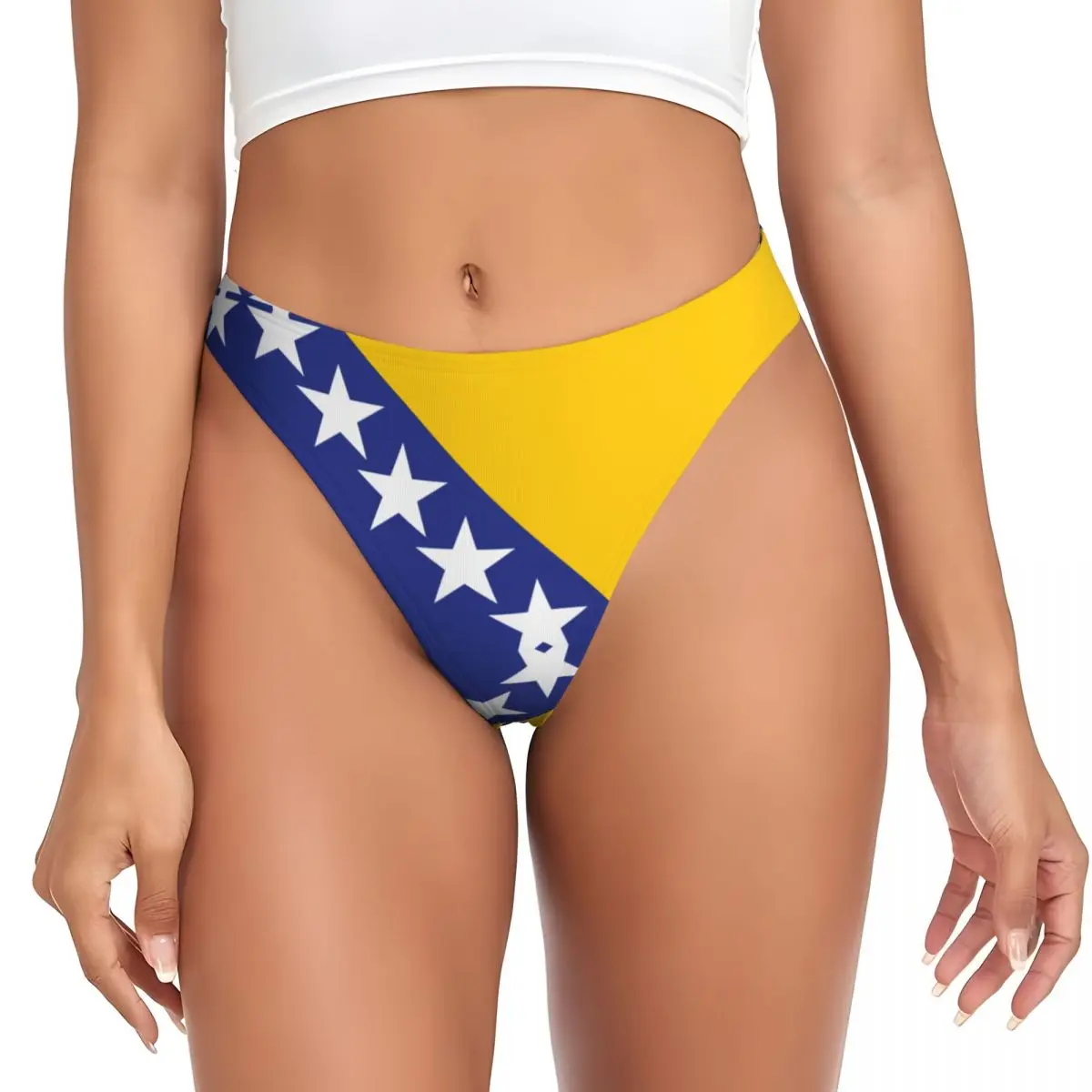 Custom Women's Bosnia Flag G-string Personalised Thongs Breathable Panties Underwear