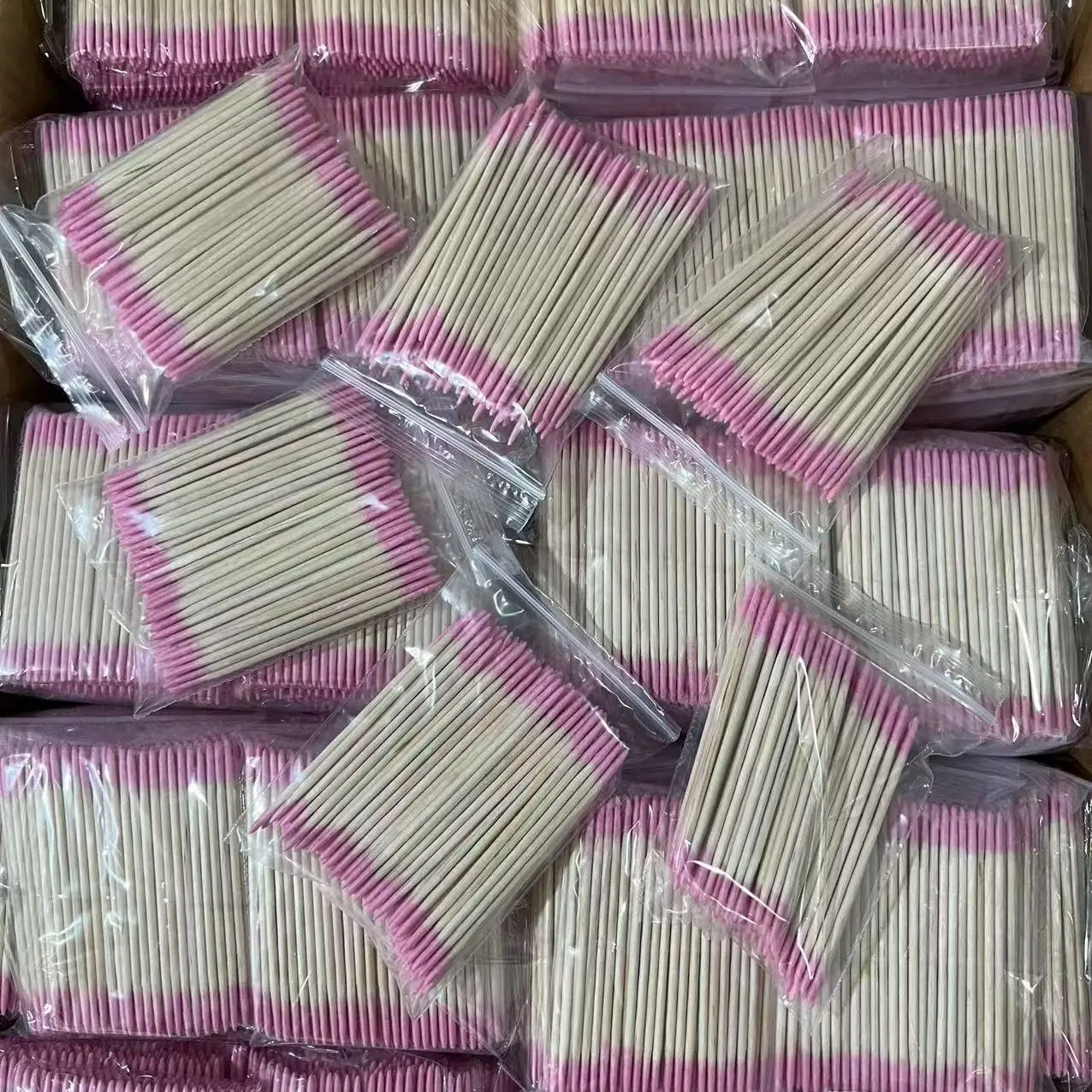 1000 Uds hisopo de algodón de doble cabeza punta puntiaguda de madera rosa palos de algodón desechables cepillo aplicador para maquillaje arte de uñas