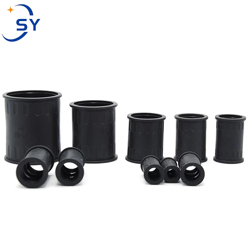 5Pcs PP Plastic Bellows Rubber Straight Joint Threaded Pipe Joint Hose Butt Connector Two AD25 Corrosion Waterproof AD34.5