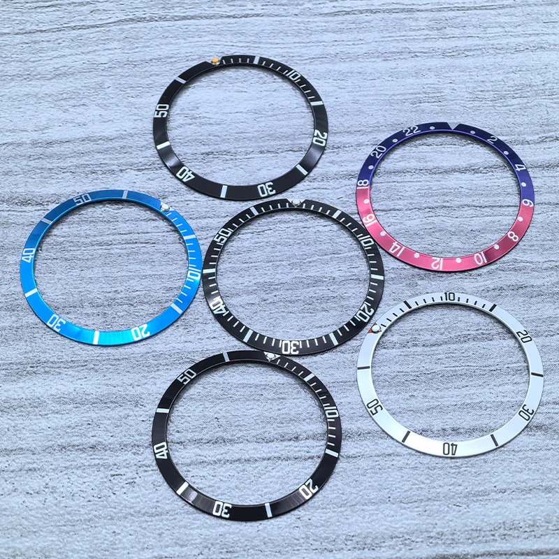 Mod 36,5 mm x 30,6 mm Aluminium-Lünette, gebogen, im Retro-Stil, passend für Vintage-Submariner, für NH35-Uhrzubehör, Gehäusering – Detail 1