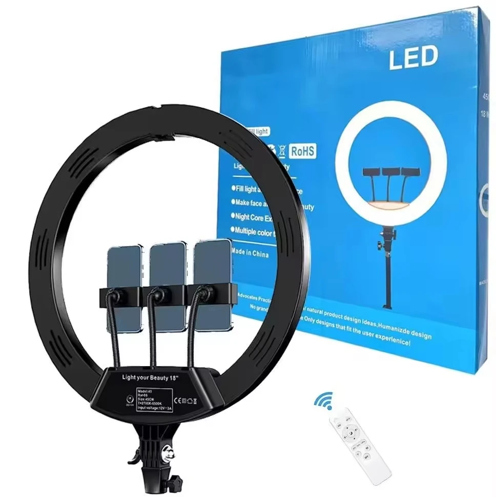

18 Inch LED Ring Light LED Ring Light Dimmables Ringlight 3200-5500K Photography Makeup Circle Light for Desk With 2.1M bracket