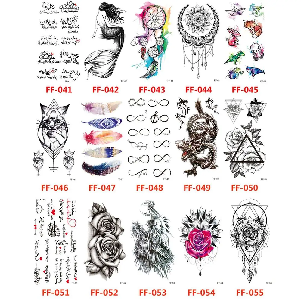 Grote Wateroverdracht Stickers Waterdichte Diy Rose Nep Tattoo Zwarte Bloemen Tijdelijke Tattoo Voor Body Arm Body Art Stickers