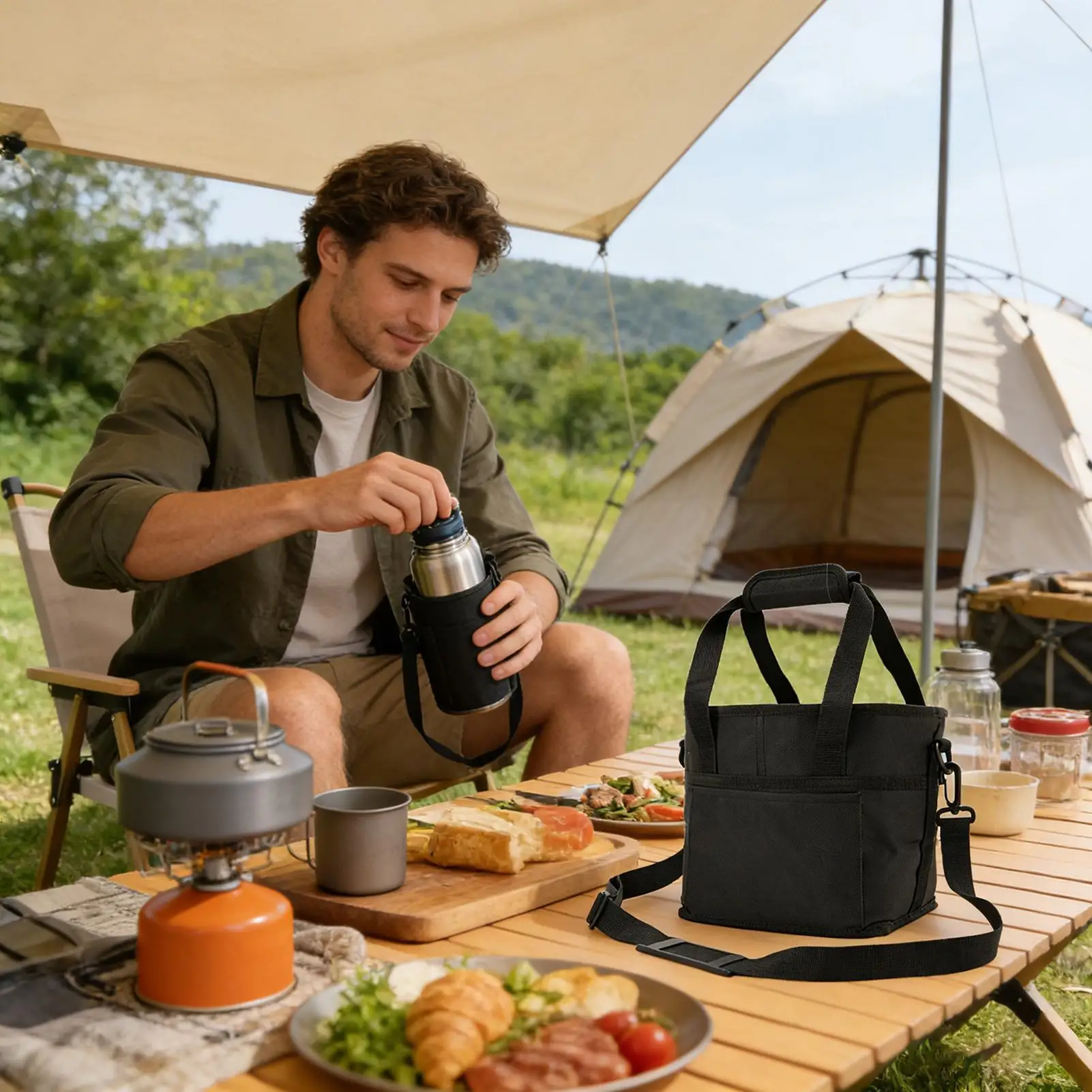 

Чехол-сумка для бутылки с водой, вместительный держатель для бутылок с регулируемым плечевым ремнем для занятий спортом, походов, путешествий, кемпинга на природе.