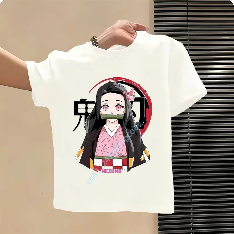 Ghost Blade Summer T-Shirt - Children's Pure Cotton Short-Sleeved Girls' Sportswear Boys' Casual Shirt - Kawaii Cartoon Print
