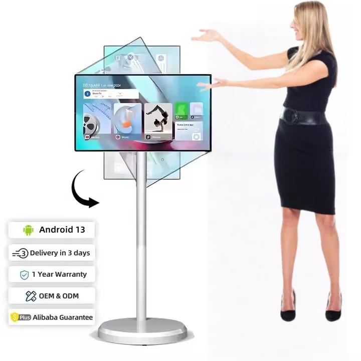 

Переверенные поставщики 32-дюймовый портативный телевизор Smart Television с аккумулятором FHD 13MP Передняя камера Матовый экран на колесах