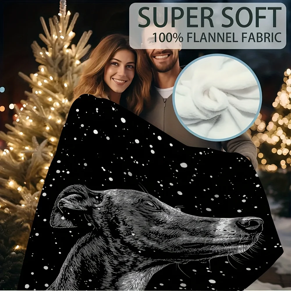 Aesthetic Dog Portrait Blanket Cozy Pet Lover Throw Blanket Artistic Illustration Black and White Gift for Home Decor Living Roo
