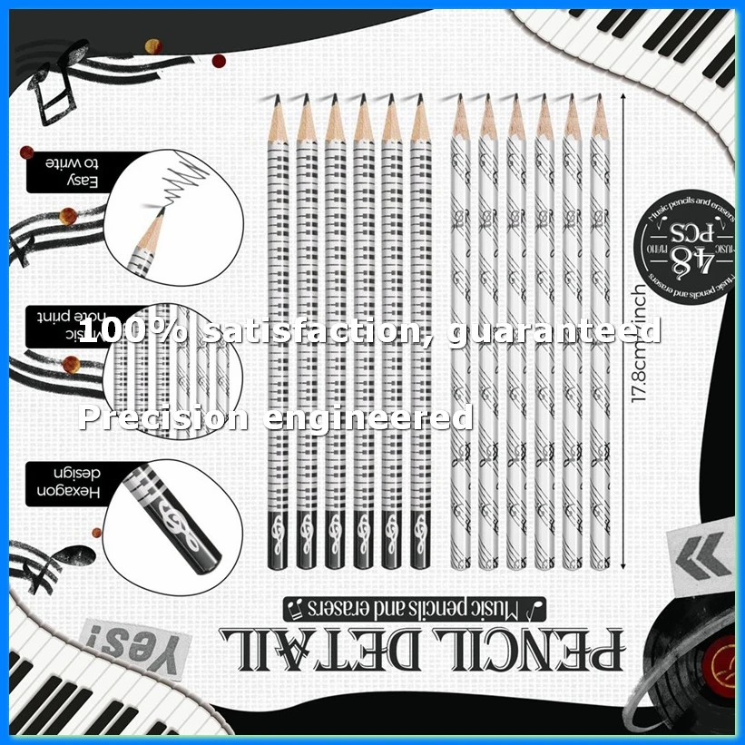 

Music Pencils Music Note Pencil with Music Themed Erasers Wood Pencils Bulk Keyboard Fun Pencils Erasers Gift (96 Pcs)-A62I