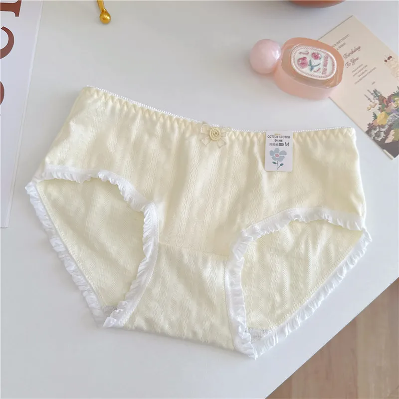 Comfort Pure Cotton Ladies Briefs Mid Waist Seamless Breathable Soft Skin Friendly Sweet Girls Underwear Daily Triangle Briefs