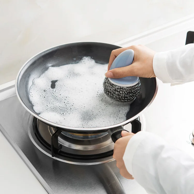 Juego de limpieza de cocina casera: estropajos de lana de acero, cepillos para ollas, eliminación de manchas resistente, depuradores duraderos para platos