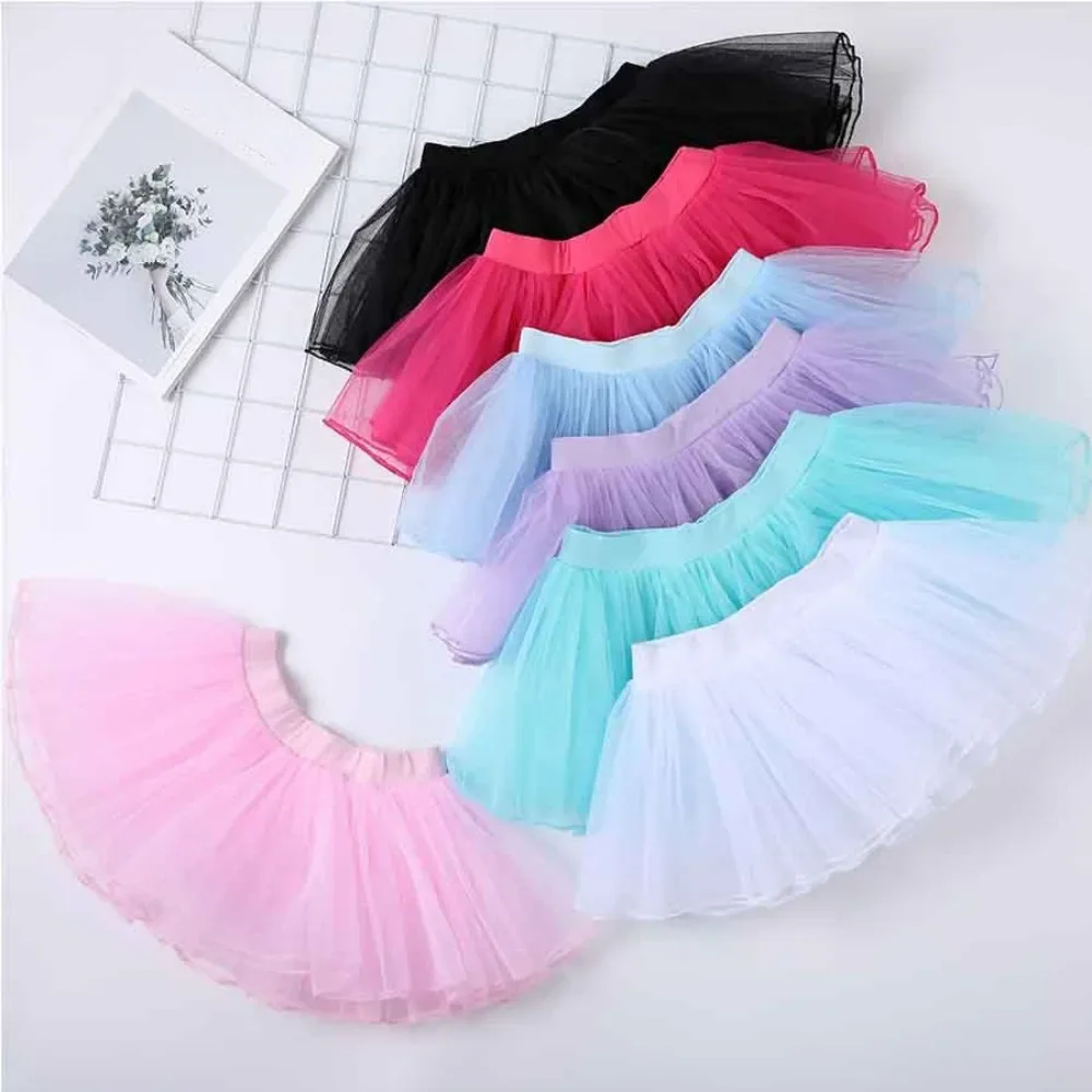 Baby Girls Mini Tutu Skirts Party Fluffy Tulle Dress Stage Pettiskirt Ballet Dancewear Clothing Accessories for Children 2-8Y