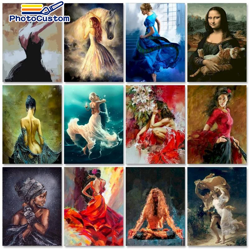 

PhotoCustom 60x75cm Painting by numbers For Adults Canvas painting Figure DIY Coloring by numbers Living room decoration Wall ar