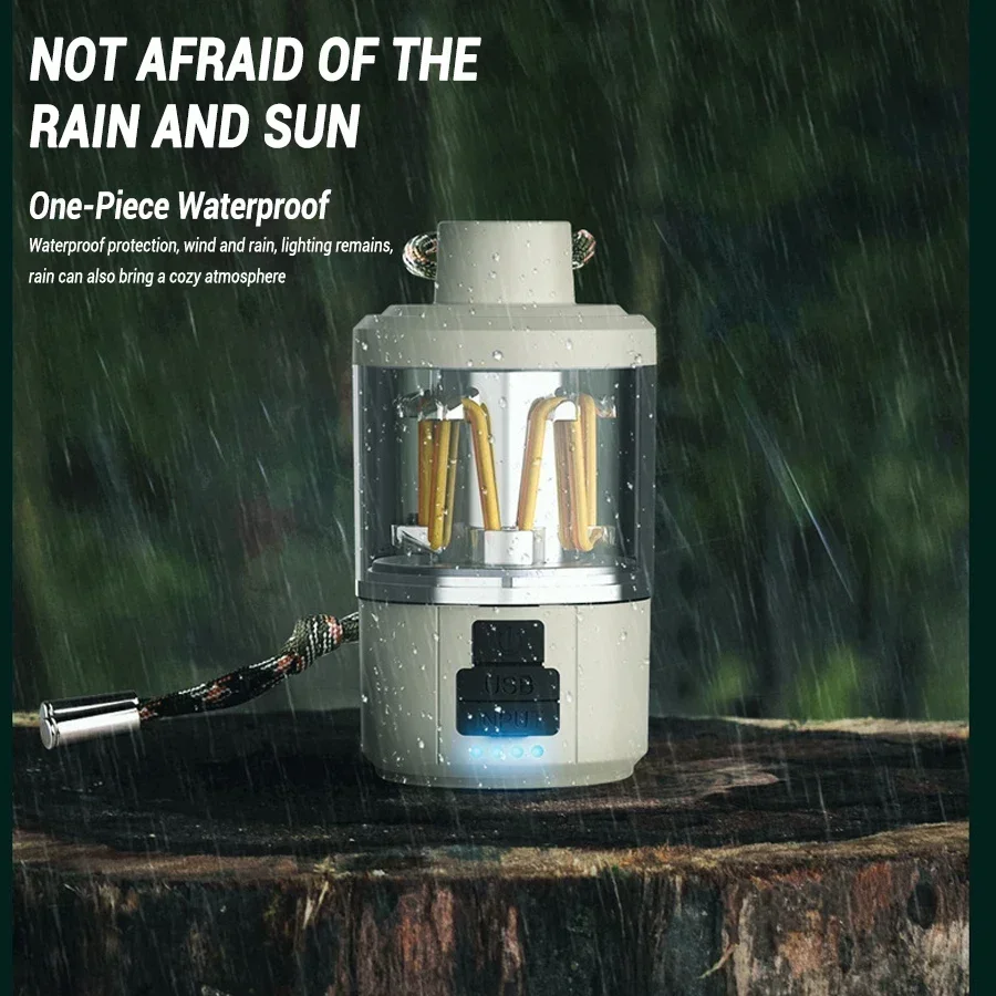 Portable Camping Lantern Type-c Rechargeable LED Flashlight 3 Light Source Strong Light Outdoor Emergency Searching Fishing Lamp