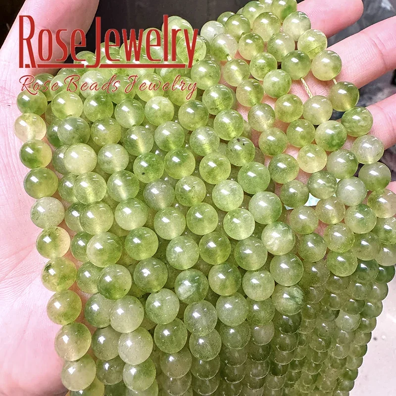 Natural Green Chalcedony Jades Beads For Jewelry Making Round Loose Spacer Beads DIY Charms Bracelets Accessories 6 8 10 12 14mm