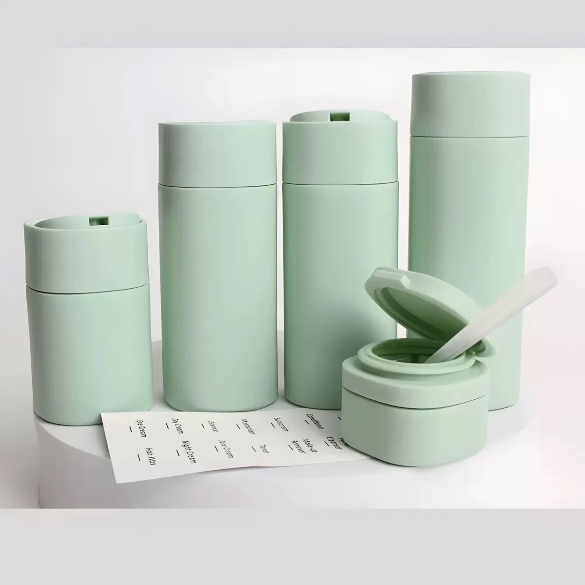 Set di bottiglie dispenser da viaggio per crema morbida al tatto portatile da 5 colori multipli per lozione, detergente, shampoo