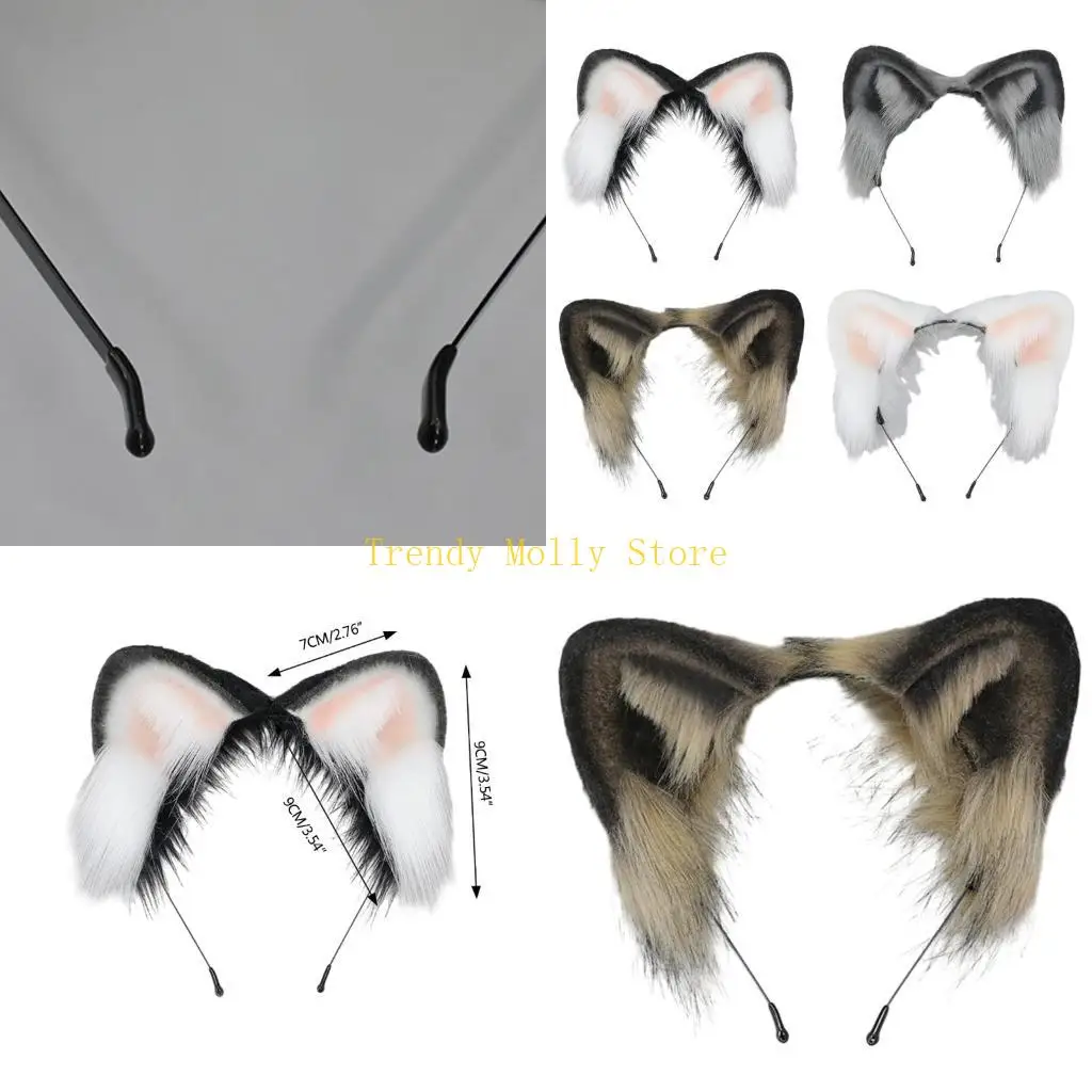 

N5KB Adult Teens Cosplay Ear Headband Plush Hair Hoop Makeup Live Broadcast Music Festivals Party Headpieces