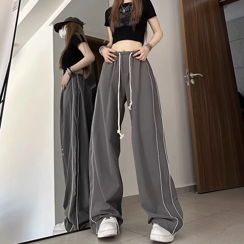 

Casual Trousers 2024 New Style Personalized Drawstrings on Both Sides Casual Elastic Waist Multi-color Long Trousers for Women