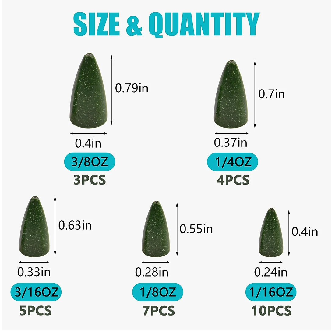 Kit Plomos Tipo Bala para Lubina – Deslizantes agua dulce y salada - imagen 3