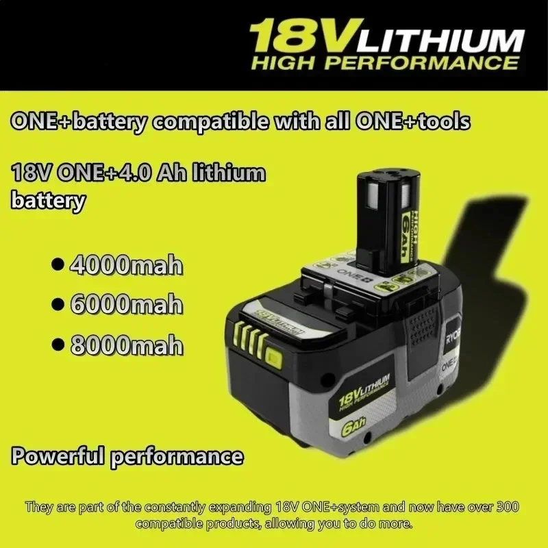 RYOBI ONE+8.0Ah High-performance Lithium Battery, No Memory Effect, Low Self Discharge, Suitable for All ONE+tools