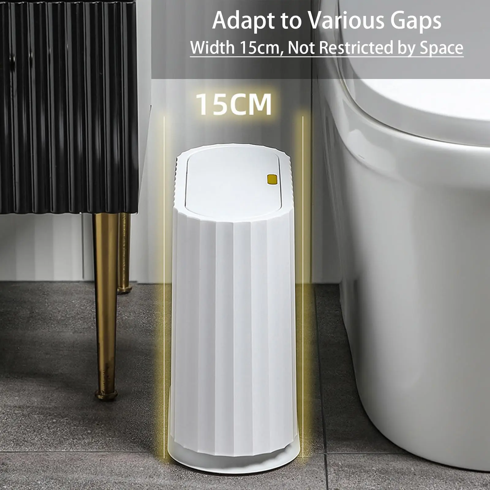 Bathroom Trash Can with Lid,10L Slim Garbage Can with Wheels,Rectangular Plastic Trash Bin Wastebasket for Living Room,Kitchen