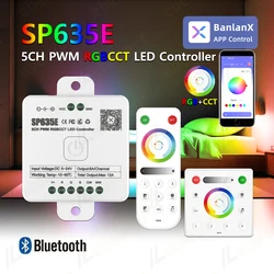 Smart SP635E 5CH PWM RGBCW LED Controller DC 5V 12V 24V 12abluetooth Music RGBCCT Dimmer e 2.4G RF 4 Zone Touch Wireless Remote