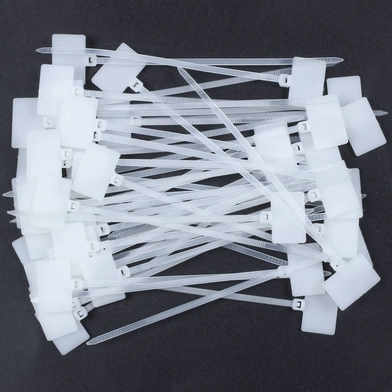 JUF-50Pcs Nylon Cable Tie Label Self-Locking Network Zipper Trim Wrap Ring Line