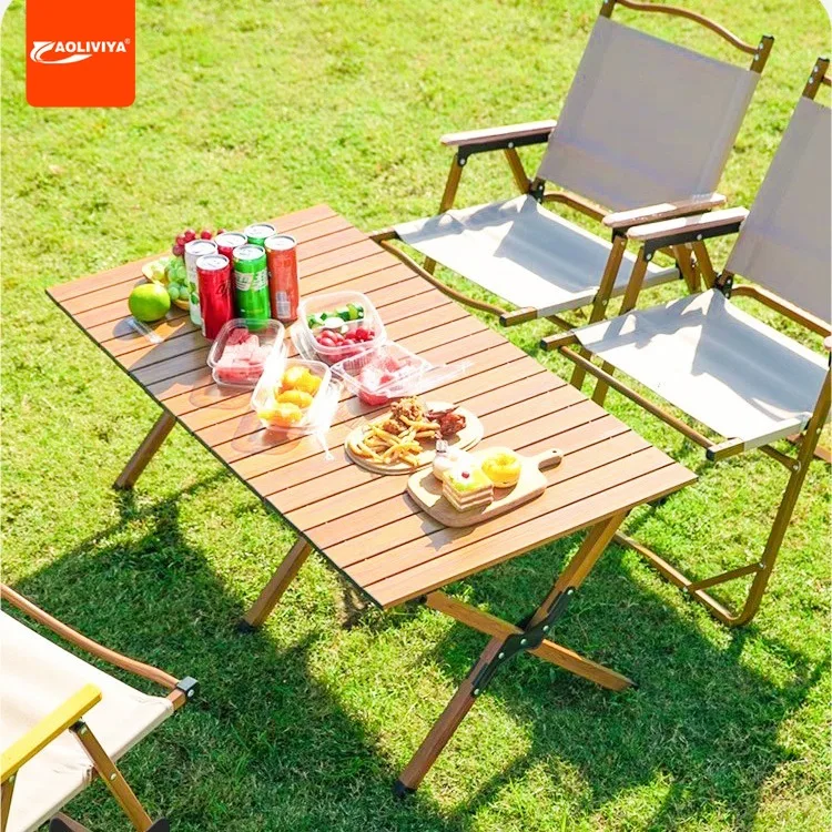 Aoliviya Outdoor Folding Table Aluminum Alloy Egg Roll Table Stall Convenient Picnic Field Cooking Camping Table and Chair Full