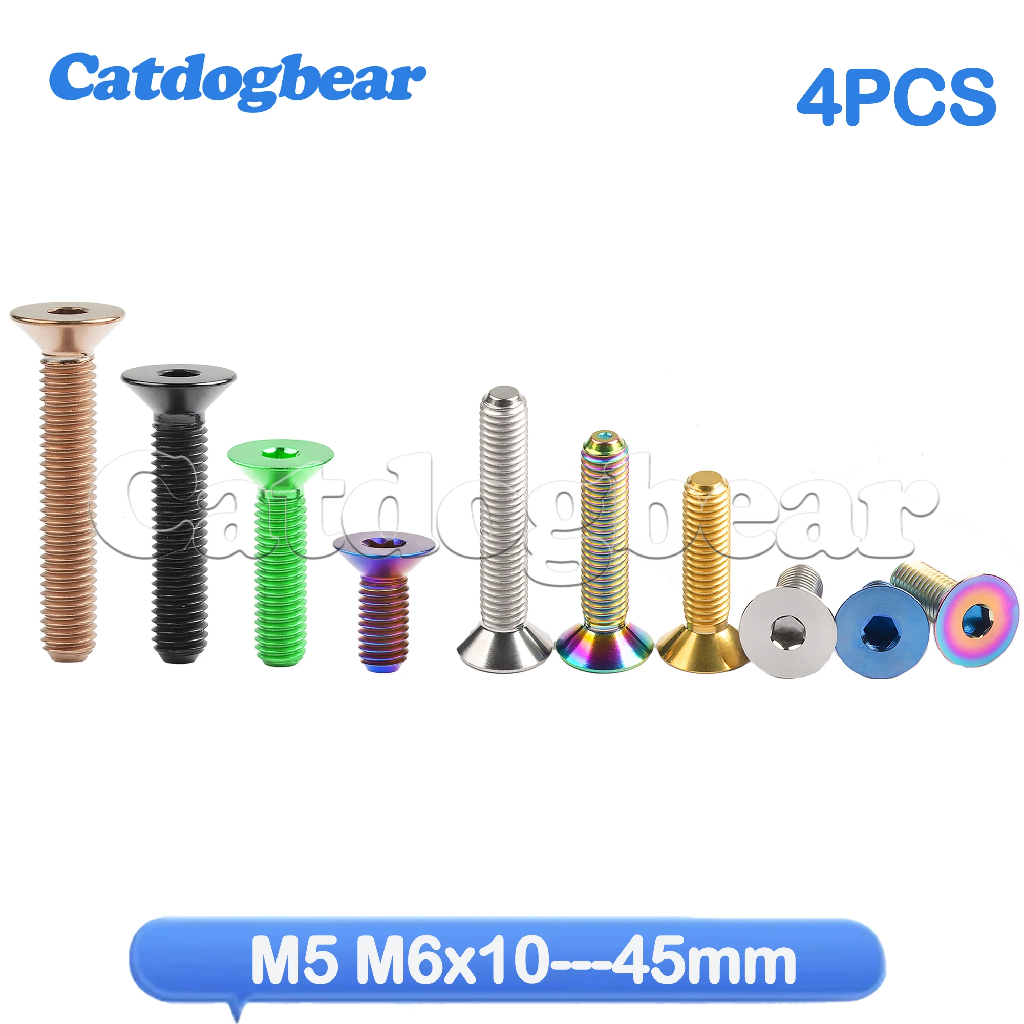 

Catdogbear 4 шт. титановые болты M6X10 15 20 25 30 35 40 45 мм винт с потайной головкой и шестигранной головкой для велосипеда